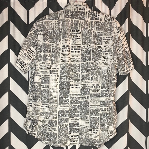 Men’s Button Down Newsprint Shirt - Picture 2 of 2